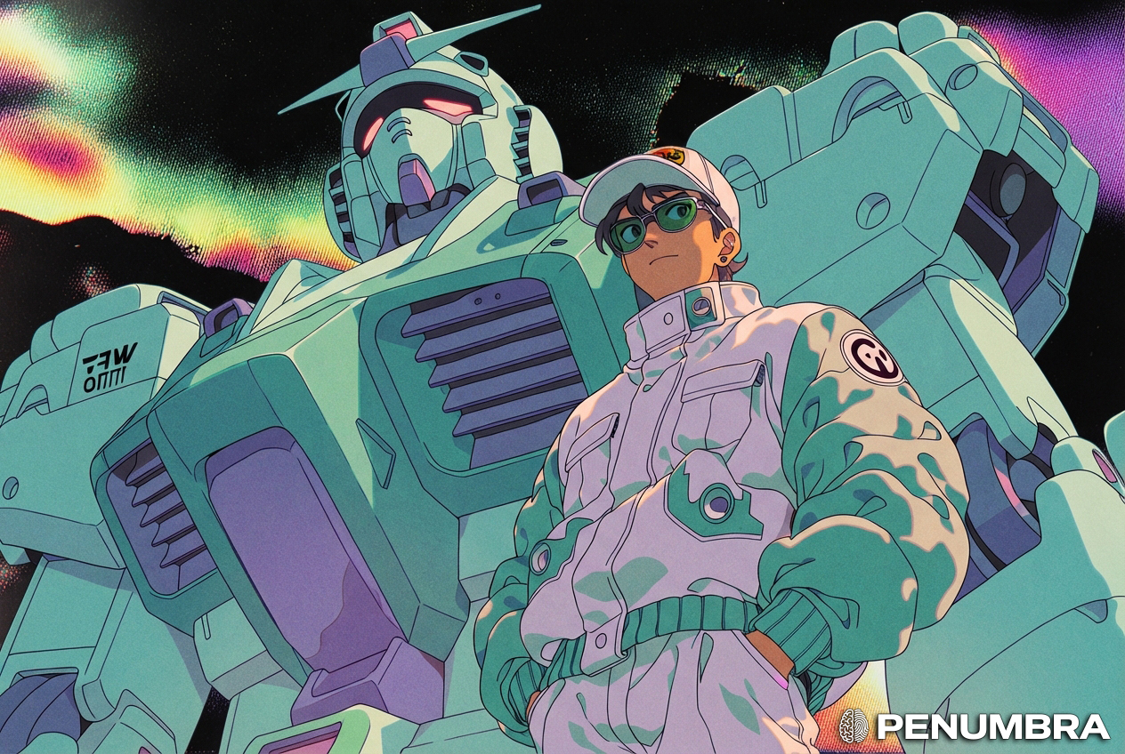 Gundam mech silhouette representing the cognitive exoskeleton concept